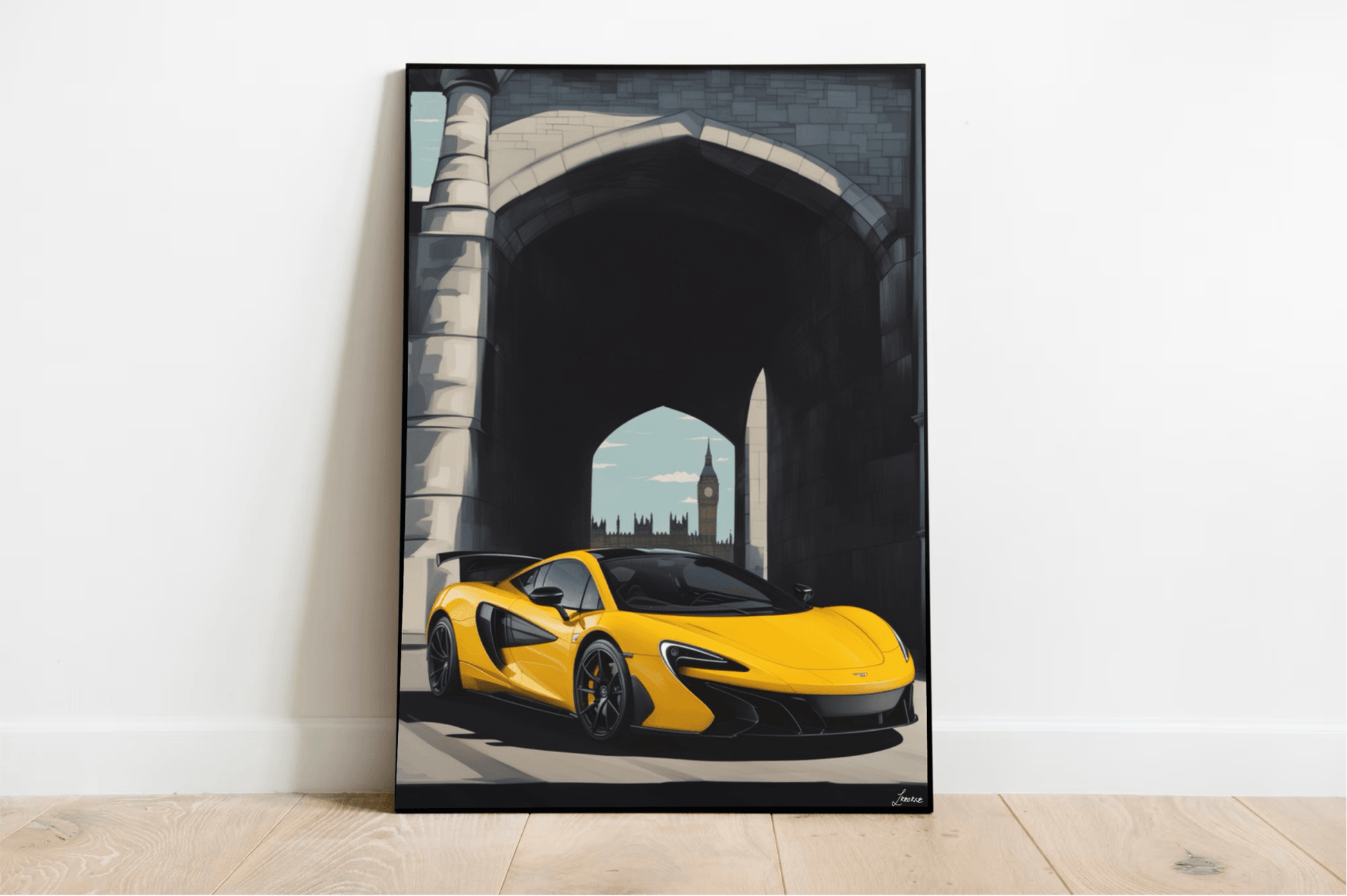 Yellow Sports Car – London Street Art Print - mezetto KEOLIX KEOLIX