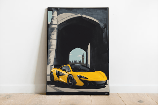 Yellow Sports Car – London Street Art Print - mezetto KEOLIX KEOLIX