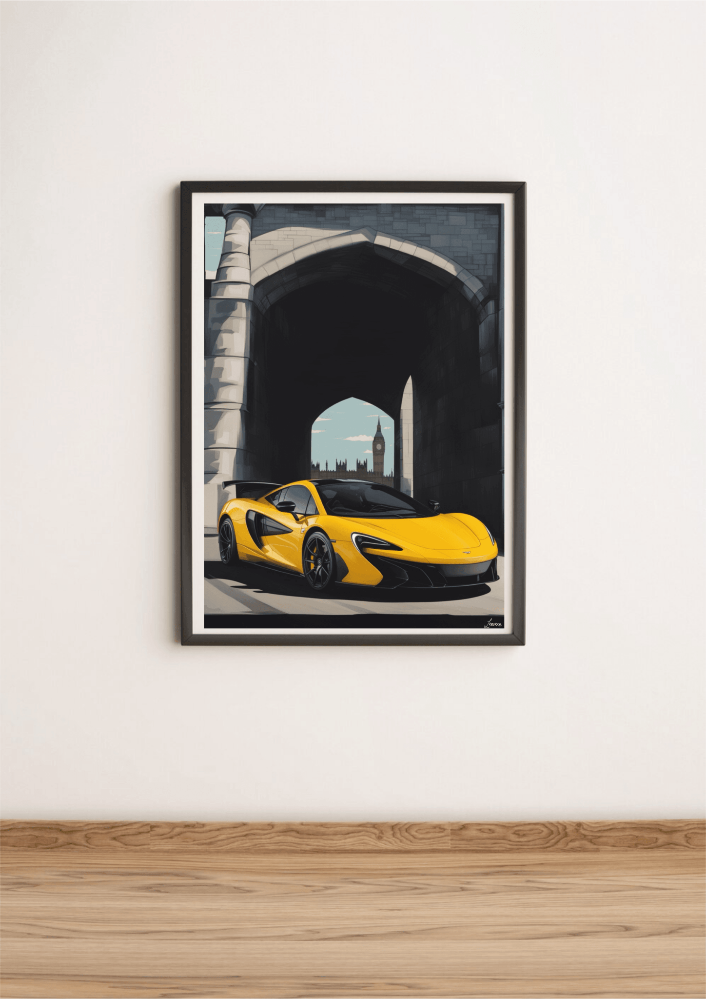 Yellow Sports Car – London Street Art Print - mezetto KEOLIX KEOLIX