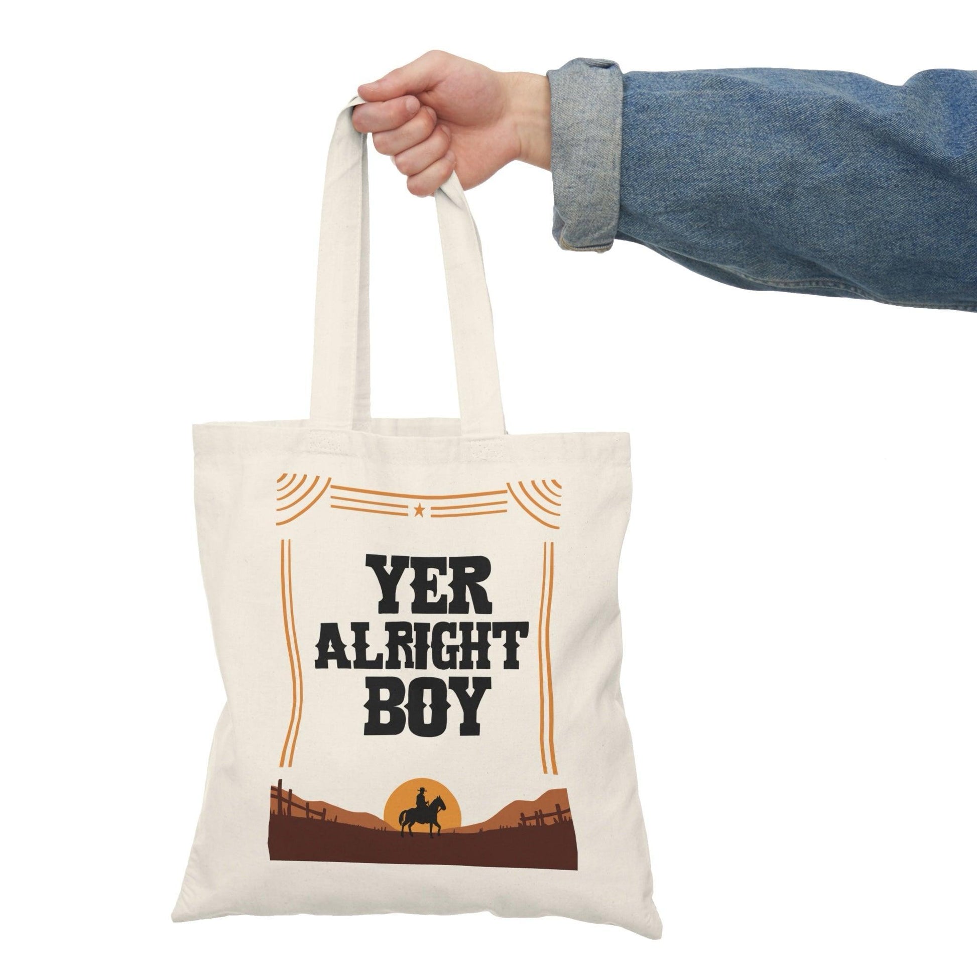 Yer Alright, Boy Tote – Western Cotton Bag for Cowboy Souls - mezetto KEOLIX KEOLIX