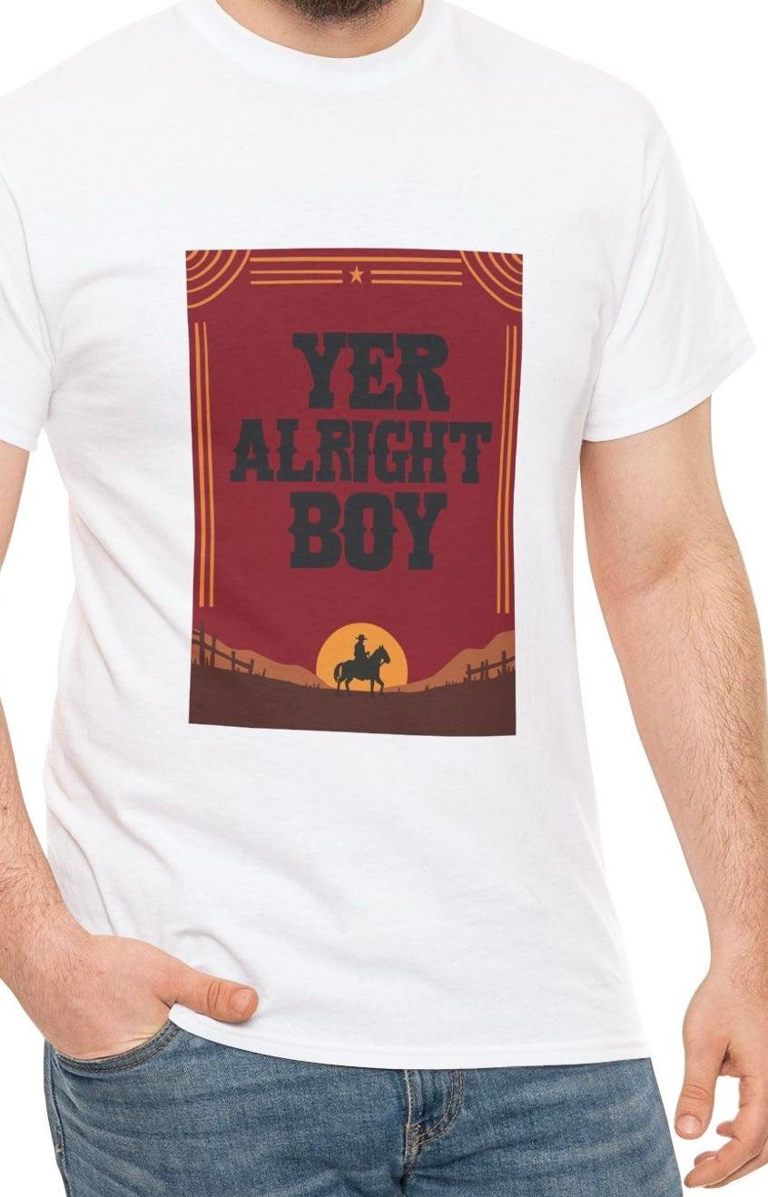 “Yer Alright Boy” Western Cowboy Silhouette T-Shirt - mezetto KEOLIX KEOLIX