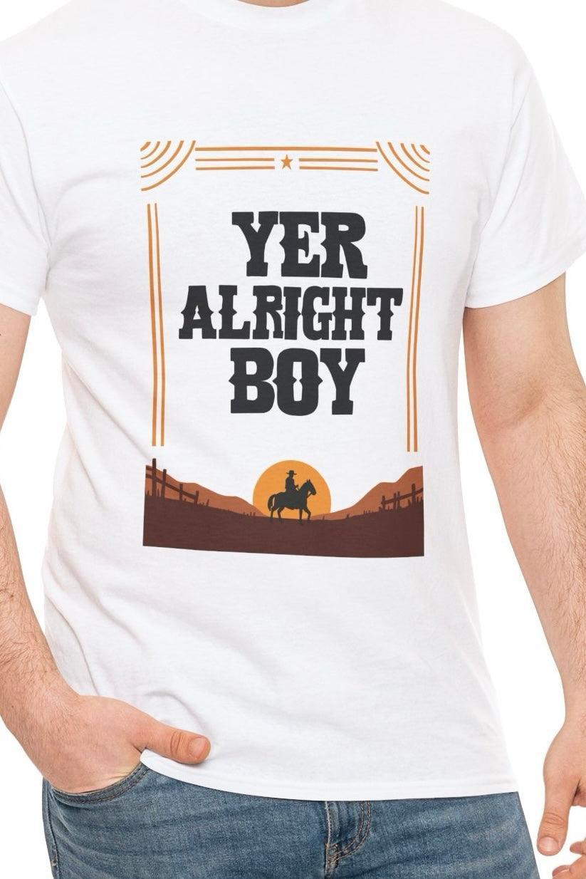 “Yer Alright Boy” Western Cowboy Silhouette T-Shirt - mezetto KEOLIX KEOLIX