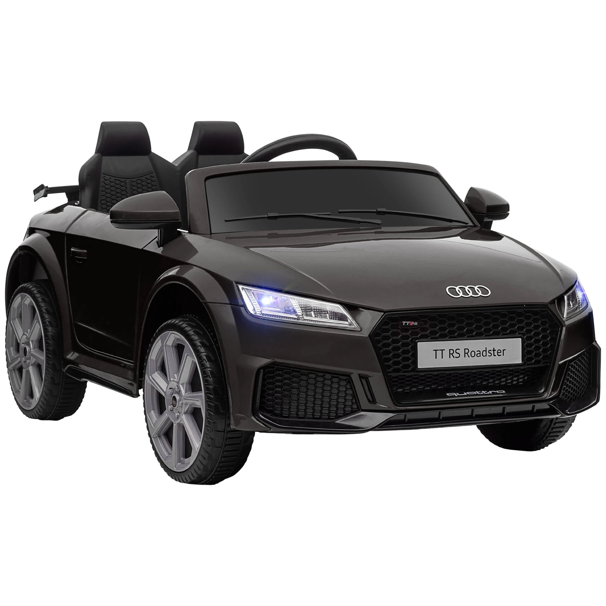 Compatible for 12V Rechargeable Battery Ride On Car w/ Remote Forward Reverse Lights Horn MP3 Player Black w/ Seat Belt Audi TT RS | HOMCOM-0