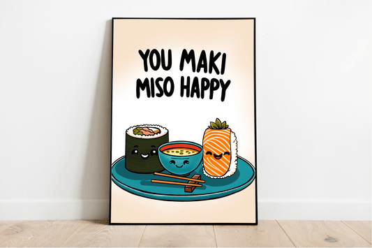 You Maki Miso Happy Art Print – Whimsical Food Wall Decor - mezetto KEOLIX KEOLIX