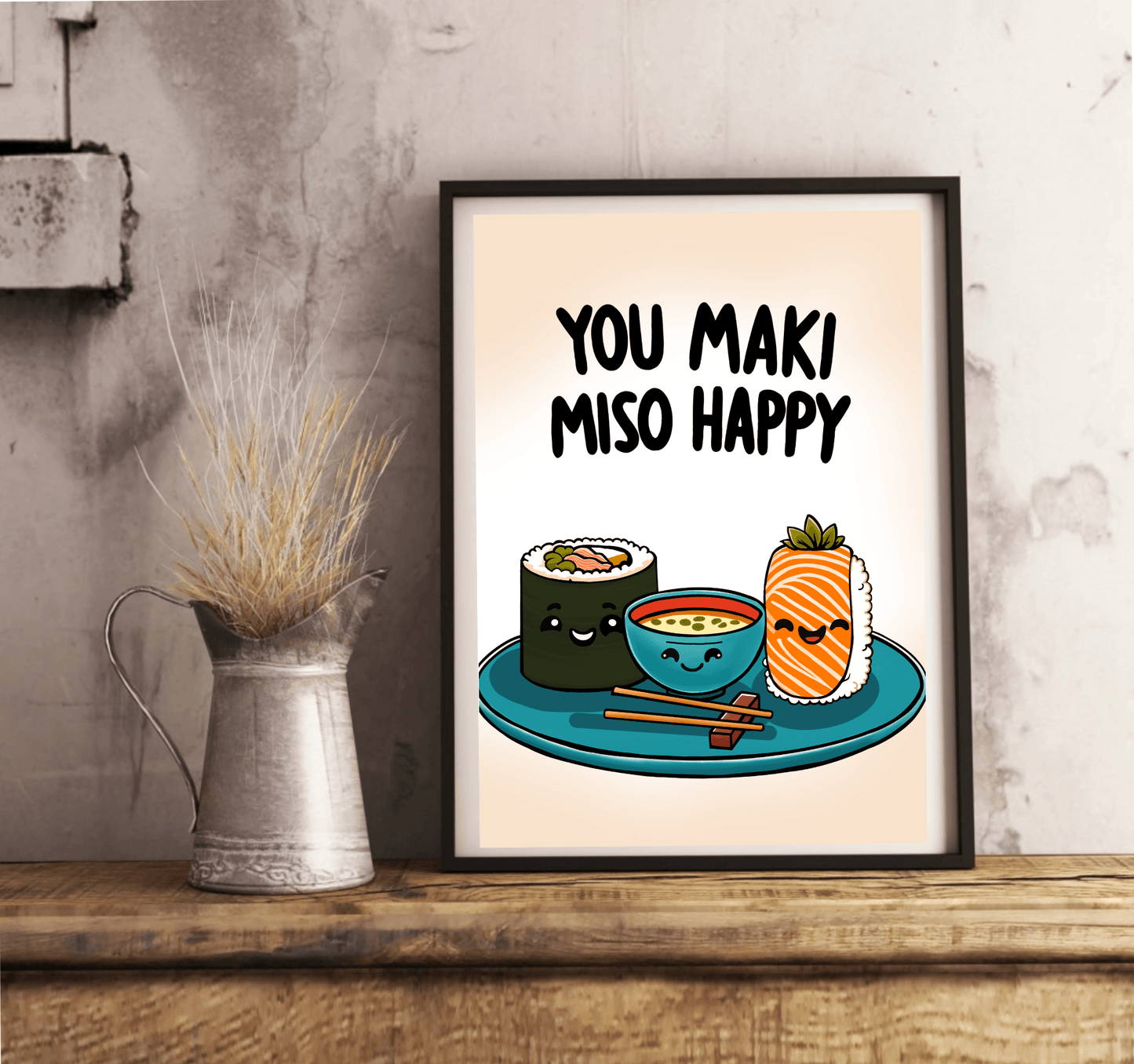 You Maki Miso Happy Art Print – Whimsical Food Wall Decor - mezetto KEOLIX KEOLIX