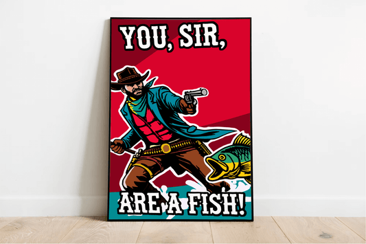 You, Sir, Are a Fish! Cowboy Cartoon Humour Art Print - mezetto KEOLIX KEOLIX