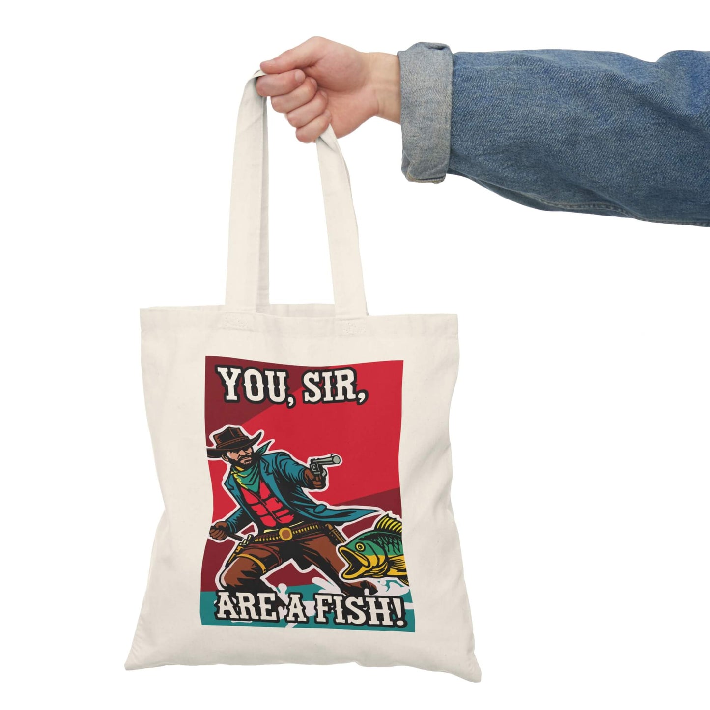 You, Sir, Are a Fish! – Funny Cowboy Tote Bag - mezetto KEOLIX KEOLIX