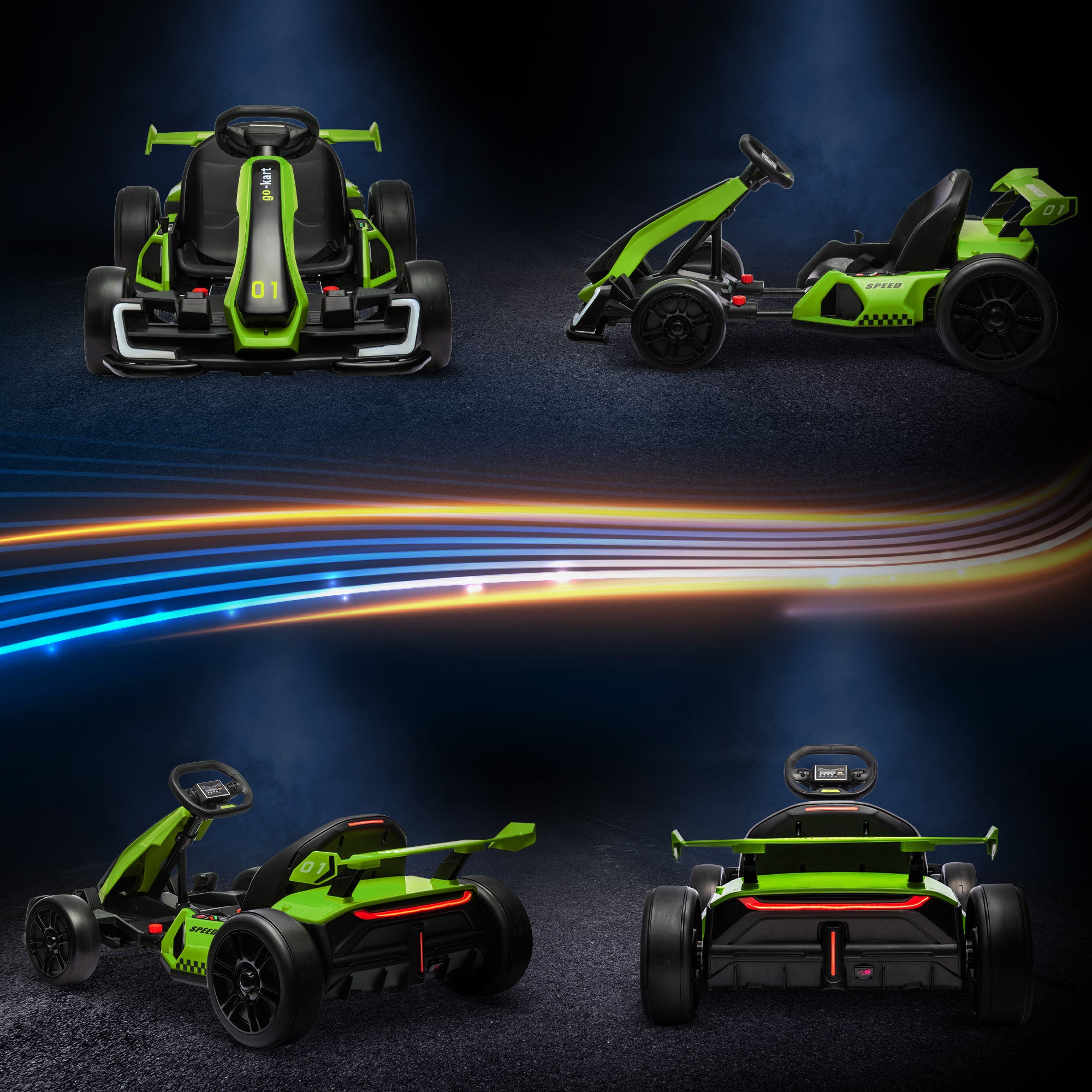 HOMCOM 24V Electric Go Kart for Kids with Adjustable Seat for 6-12 Years Old in Green-6