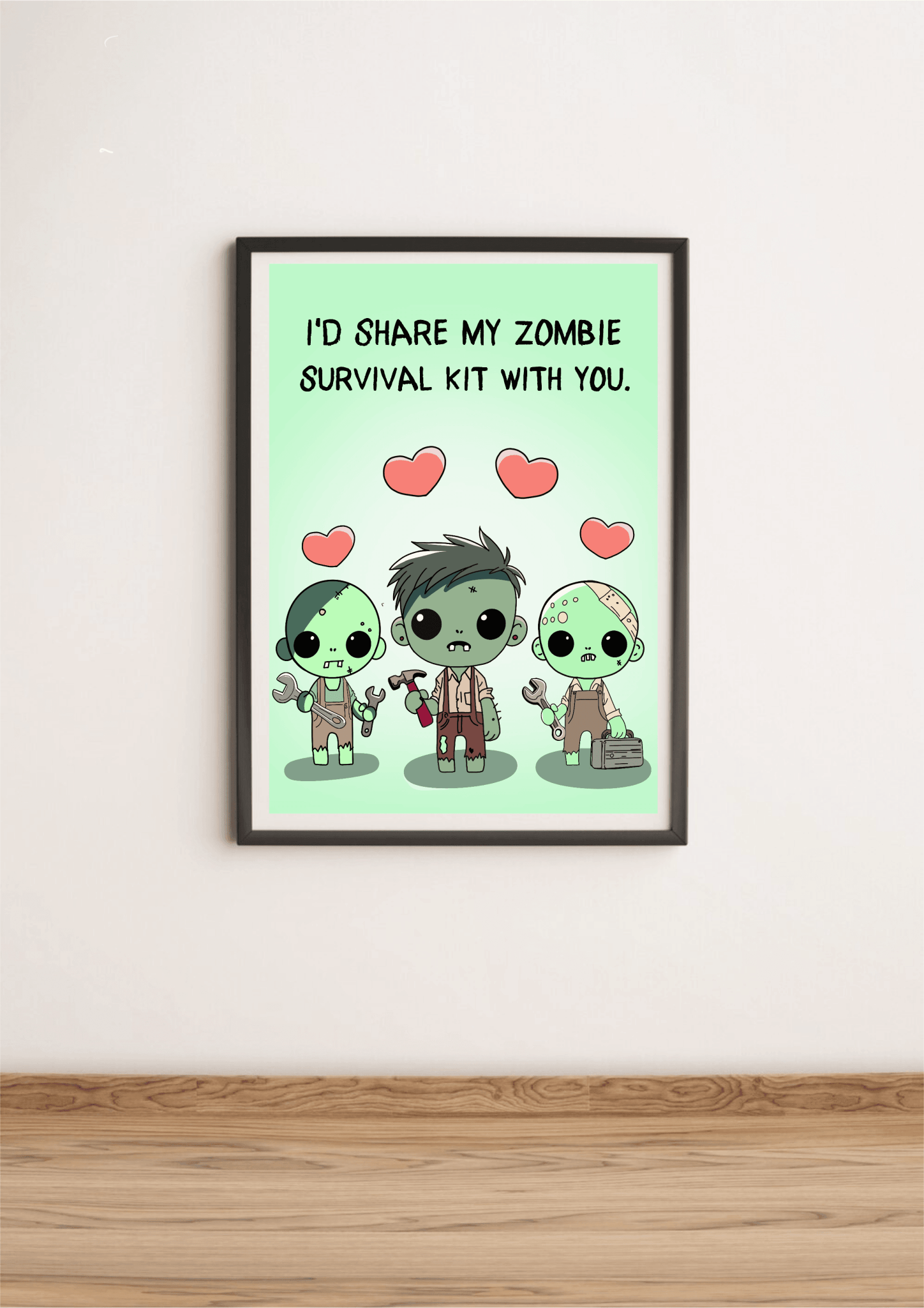 Zombie Love Art Print | Cute Survival Kit Undead Decor - mezetto KEOLIX KEOLIX